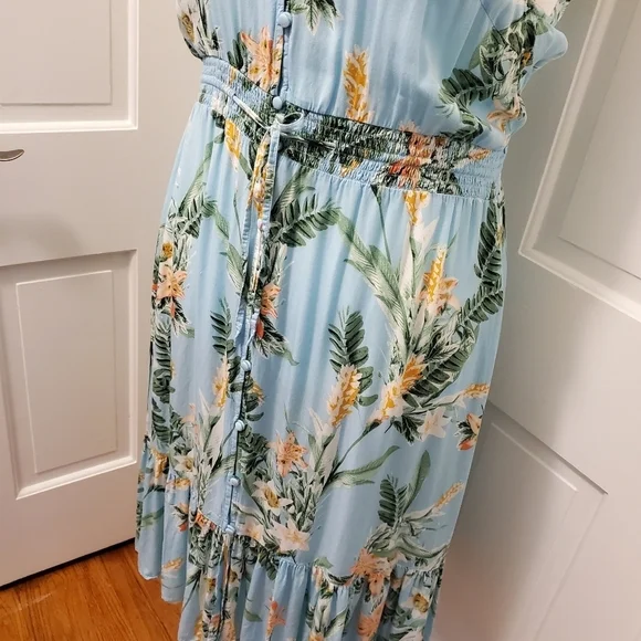 Lucky Brand Tropical Print Felice Sleeveless Midi Dress Size XL - Picture 3 of 9